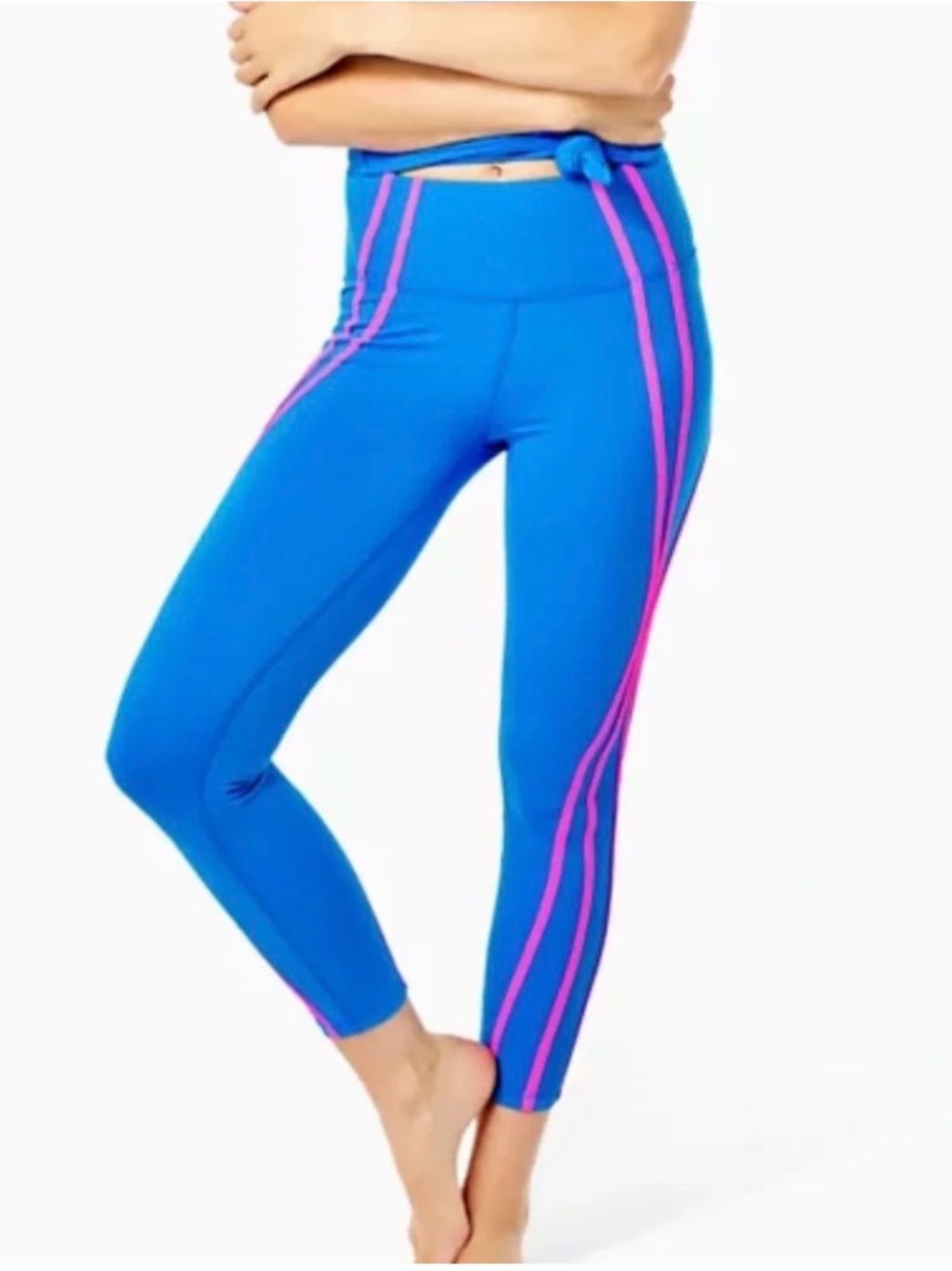 ⁠Lilly Pulitzer Luxletic Weekender High Rise Leggings Blue Flare Pink Yoga Pants